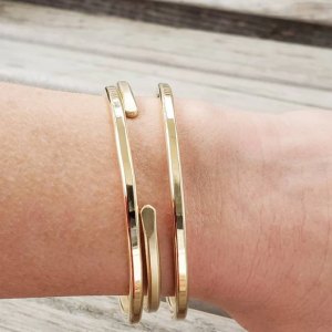 Stacked Flat Faced Bronze Bangle Bracelets