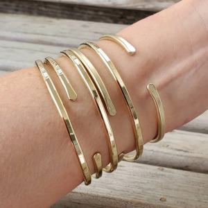 Stacked Flat Faced Jeweler's Brass Bangle Bracelets