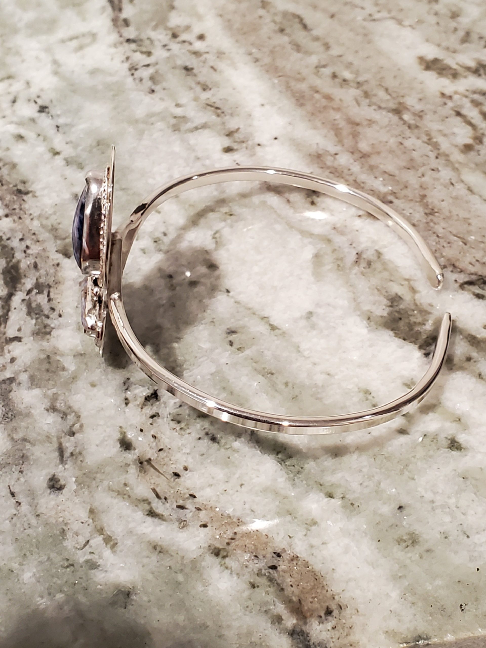Sterling Silver Lapis and Opal Cabochon Bracelet side view