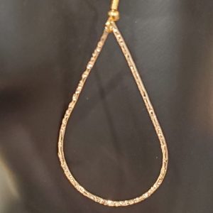 Long Textured Teardrop Gold Filled French Wire Earrings shown on mannequin